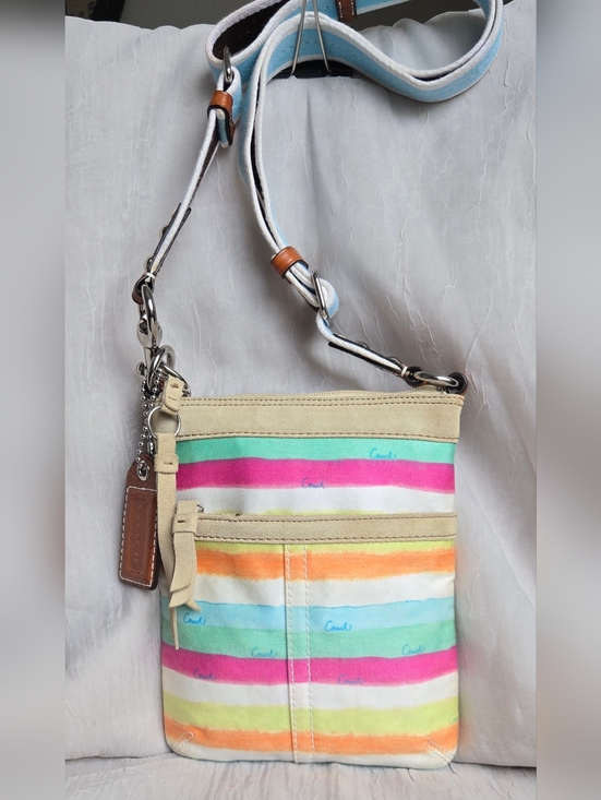 Coach Handbags - Coach Hampton Watercolor Stripe Crossbody Bag